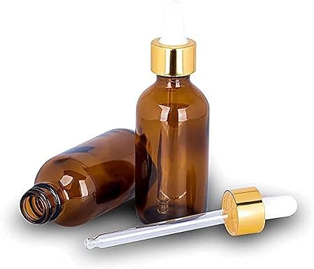 Set of 2, Eye Dropper Bottle 30ml Thick Dark Amber Glass Pigment Bottles - Leakproof Essential Oil Bottle for Storage and Travel