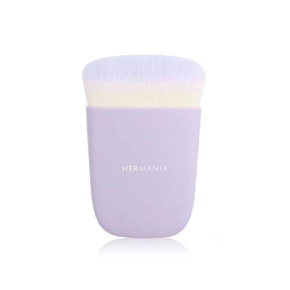 Hermania Flat Makeup Brush, Soft Dense Bristles Compact Pocket-Size Tool for Foundation, Blush, Bronzer and Contour (Lilac)