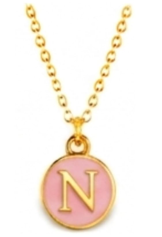 TDBSOQI Fashion Letter Necklace for Women 14K Gold Plated Pink Pearl Necklace Fashion Gold Plated Necklace for Women
