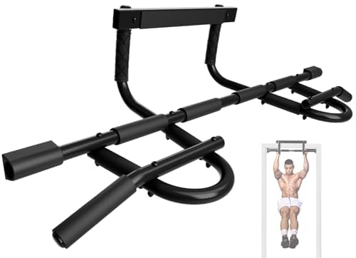 CITY STAR Multifunctional Door Frame Pull Up Bar with Top Roller Wheel for Upper Body Exerciser, Nail-Free Pull Up Bar for Indoor Home Fitness