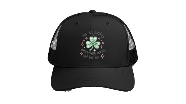 I'm so luckyeverything works out for me Plain unisex baseball cap Black