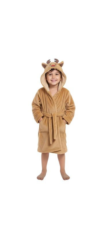 Buongiorno Cotton Front Pockets and Waist Belt Soft Bathrobe For Kids - Beige