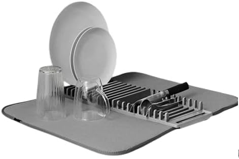 Microfiber Dish Drying Mat 45cm with Integrated Plate and Utensil Holder for Fast, Organized, and Hygienic Kitchen Drying Solution, Anti-Odor, Quick-Dry, Durable