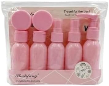 Vola Travel Cosmetic Bottle Set - Empty Pink Containers with Spray Pump and Storage Bag-2000 (pink)