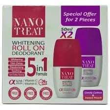 Nano Treat Whitening Deodrant Candy Cotton + Sweet Peach Offer 1+1 Free