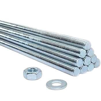 Fully Threaded Rod 5M x 200mm – Zinc Plated Steel – 10pcs + 20 Nuts + 20 Washers – Strong Metric Screws for Fixing and Industrial Applications