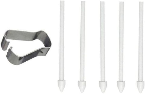 Touch Stylus S Pen Tips Replacement Nibs With Clip For Galaxy S24 S24 Ultra Tab S9 S9U S9FE S Pencil Metal Spare Nib (5 pcs) (White)