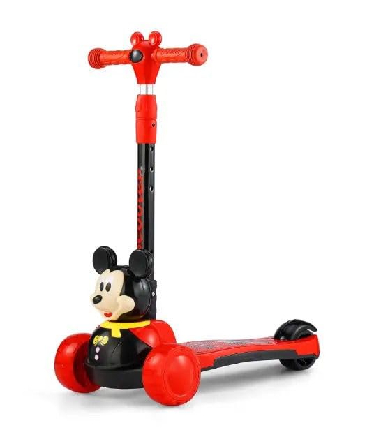 GHAZAL 3 Wheel Kids Scooter, Height Adjustable, Foldable, with Light and Music, Green/Yellow/Blue, 0-7 Years, 100kg Capacity, 61x28x83cm, PU Wheels, Aluminum Alloy and Steel Frame