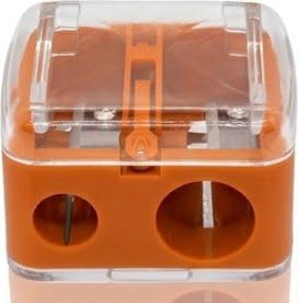 Make Up Sharpener - 2 Holes Dual Make up Pencil Sharpener, Pencil sharpeners Eyeliner Sharpener, Cosmetic Sharpener for Eyebrow Pencil, Eye Liner, Lip Liner and Brow Pencil (Pack of 1) (1, orange)