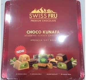 SWISS FUR CHOCOLATE KUNAFA PISTACHIO MIXED - 300 GM - NEW FROM SWISS FUR,METAL BOX