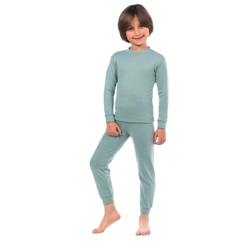 Cotton Zone Kids boys and girls organic cotton thermal Underwear set mint green