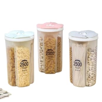 Legume Container Divided Kitchen Storage Box with 4 Separate Compartments for Rice Pasta Cereal Organized and Neat OM