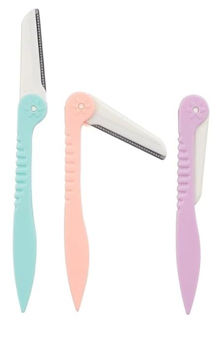 3PCS Eyebrow Razor, Foldable Facial Razor, Razor for Women Face Peach Fuzz, Stainless Steel Micro Blades for Eyebrow, Facial Hair and Extremities