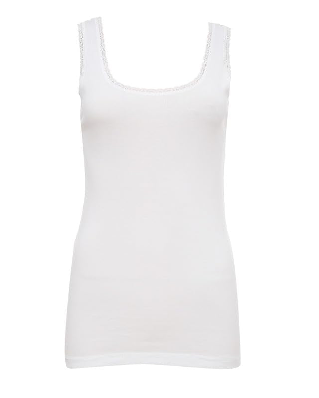 C&K Cotton Undershirt Embroidered Lace Wide Strap for Women