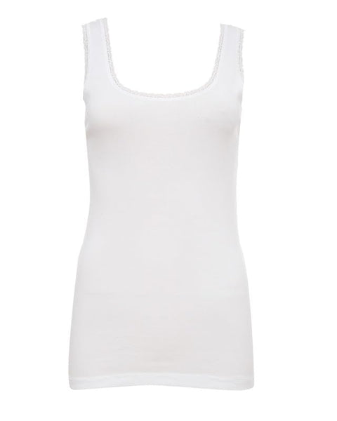 C&K Cotton Undershirt Embroidered Lace Wide Strap for Women