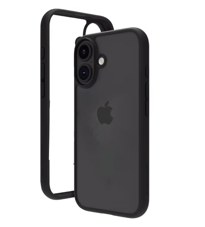 For Apple iPhone 16 Hard Back Cover Q Series Case, Transparent Hard Back And Silicone Tpu Black Frame Compatible with Apple iPhone 16 (6.1'') - Transparent & Black