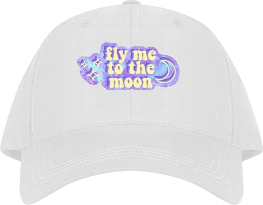 Fly Me To The Moon Plain unisex baseball cap White