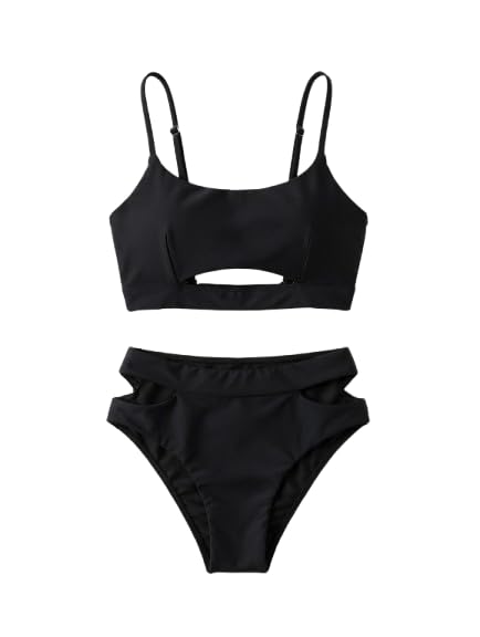 Korean Butter Material 2 Piece Black Bikini Set | High Stretch Swimwear | Comfortable Women's Swimsuit One Size