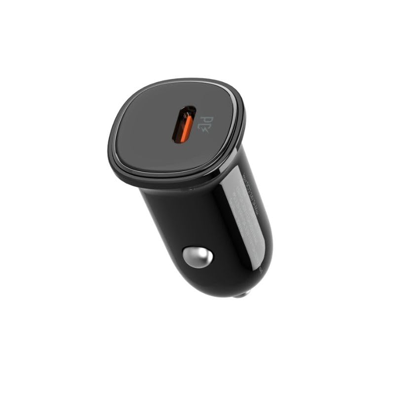 Ldnio C106 30W Mini High-Power Car Charger, Dual Output PD30W + QC30W, Supports PD/PPS/QC Ultra-Fast Charging, Includes USB-C to Lightning Cable (1M) Fits Smartphones – Black