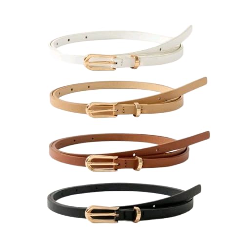 SHEIN-4pcs Women's Thin Gold-Tone Buckle Belt Set