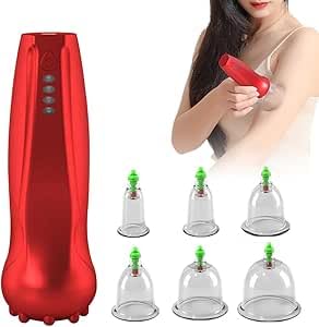 Gobesty Electric Cupping Set, 2 in 1 Electronic Cupping Therapy, Electric Guasha Device, Electric Cupping Therapy Device with 6 Cupping Glasses, Cupping Electric Gua Sha Massager