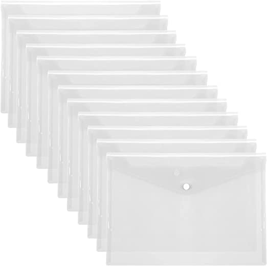 Transparent Plastic Documents Organizer Folder File with Snap Button Closure A4/Legal Documents File Holder Pack of 10