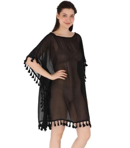 Black Chiffon Cover Up Swimwear For Women