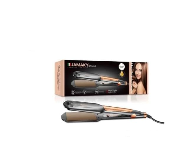 JamakiD Hair Straightener, Salon Quality Styling with 1280°C, Perfect for Curly and Straight Hair, 30s Fast Heating, 360° Swivel Cord, 50W, Model Jpc 10009, Ceramic Plates, Black