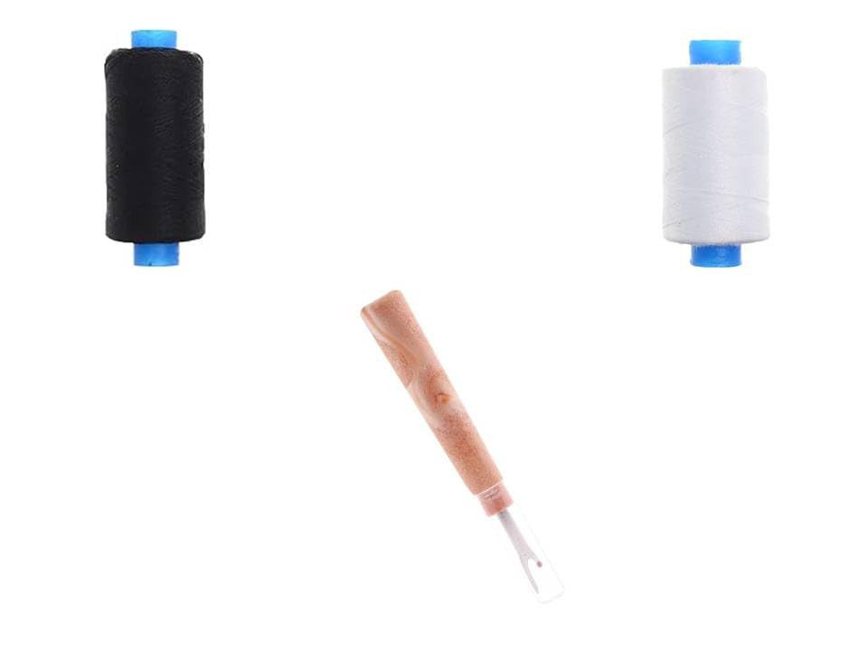 Premium Sewing Thread Set, Black and White Colors, Polyester Material, with Manual Seam Ripper, for Home and Professional Use