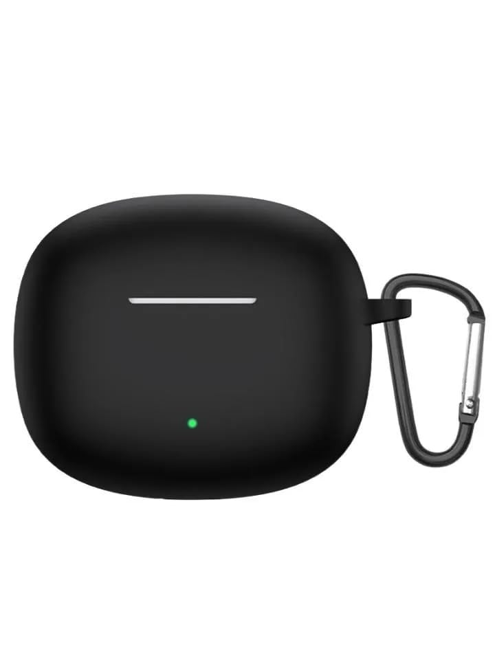 Dl3 Mobilak Compatible with Honor Earbuds X3i Case Cover, Soft Silicone Shockproof Protective Case Wireless Earbuds with Carabiner, Front LED Visible (Black)