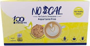 NO CAL Zero Calorie Sweetener – Aspartame Free – 100 Sachets Each Sachet Equivalent to 1 Spoon Sugar – Suitable for Hot & Cold Drinks