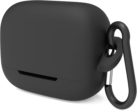 Silicone Case Compatible with Anker Soundcore K20i Wireless Earbuds, Earphone Case Cover with Keychain Hook, Accessible Charging Port (Black)