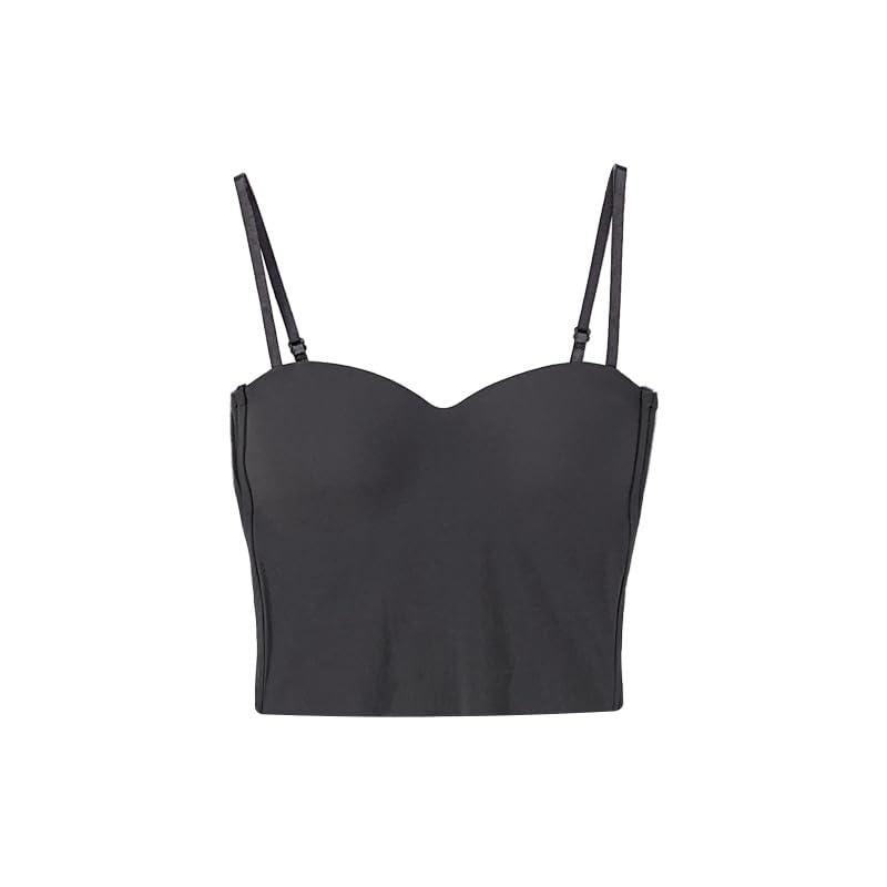 Ice Silk Sculpt Padded Camisole – Women's Ice Silk Padded Slim Shoulder Top | Soft – Elastic – Cool to Body | Beautiful Shape – Excellent Support – Suitable for Outdoor & Sports (Grey-1)