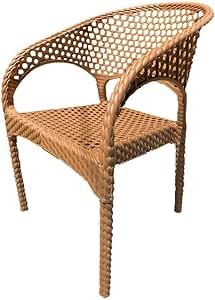 Outdoor Rattan Dining Chair, Woven Design, Natural Tan
