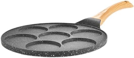 Pancake Pan Granite Nonstick 7 Holes Multi Section Frying Pan for Eggs Crepes Mini Pancakes Breakfast Skillet (blck)