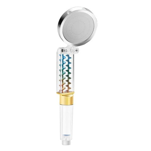 Turbine Shower Head with Fan to Increase Water Pressure (360 Degree Rotation) - Water Purifier Filter and Pause Button, Silver with Fan