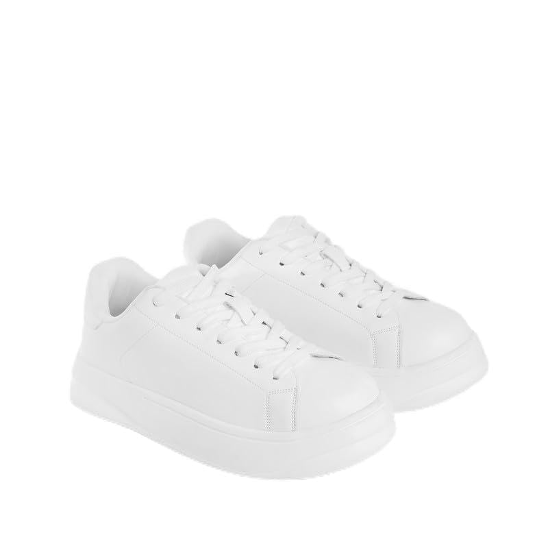 Men’s Classic Leather Sneakers with Thick White Sole – Casual Fashion Streetwear Shoes for Everyday Comfort & Style