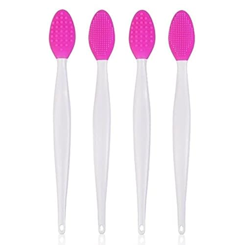 Eye Shadow Applicator - 100pcs Exfoliating Lip Brush Nose Cleaning Brush Double Side Soft Silicone Lip Scrub Tool & Nose Blackhead Remove Brush (rose 100pcs)
