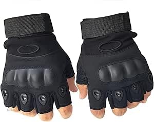 Smart Sport Nylon Tactical Half Finger Gloves for Sports, Hard Knuckle,Hiking,Cyclling,Travelling,Camping,Outdoor,Boxing, Motorcycle Riding, Arm Shooting Gym Gloves-Black