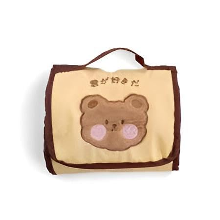 Cosmetic Pouch - Spacious divided makeup case with water-resistant fabric, plush light brown outer layer, and wipeable interior to keep items organized.