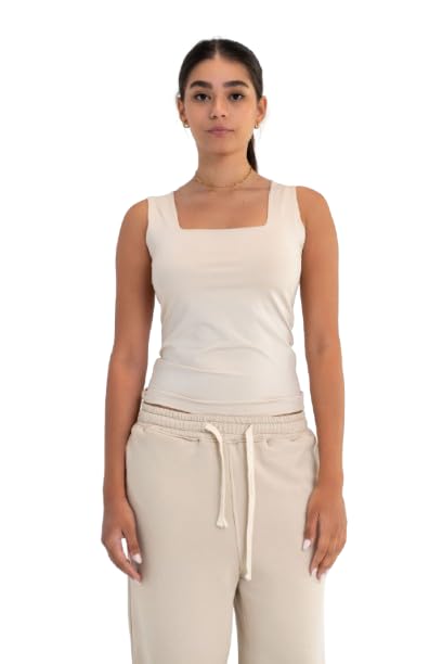 Womens Square Neck Double-Layer Tank Top BT007-LT Modern (pack of 1)