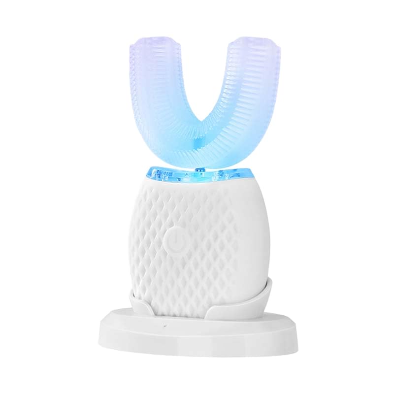 Automatic U Shaped 360° Ultrasonic Electric Toothbrush | LED Teeth Whitening Device | USB Rechargeable Waterproof Silicone Toothbrush | Full Mouth Cleaning Oral Care Device(فرشاة اسنان كهربائية)
