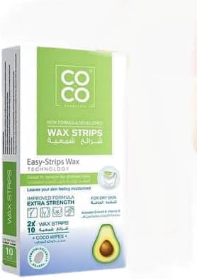Hair Removal Wax Strips Coco Wax with Rose Extract (10pcs, Avocado Extract & Vitamin E)