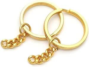 10 Pieces Metal Round Key Ring Set (Gold, Half Lux)