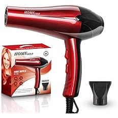 Home Gold Professional Hair Dryer 3000W Multiple Settings Ionic Care Overheat Protection (HG-686 Red)