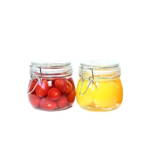 Transparent Glass Storage Jar with Airtight Clip Lock – Durable Soda Lime Glass Container with Seal Ring for Spices, Herbs, Dry Fruits, Pickles, Jams & Pantry Storage SET (2)