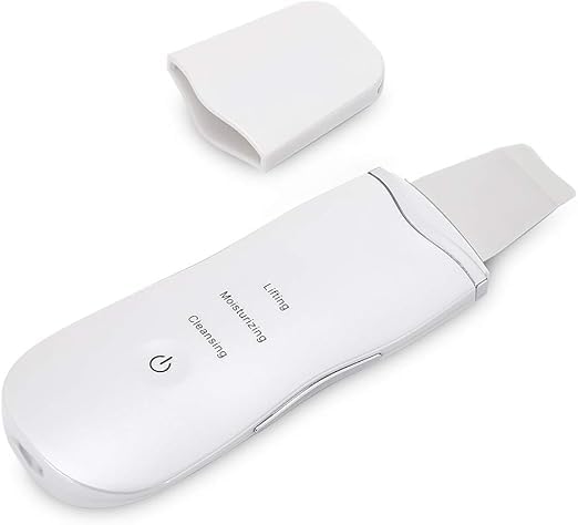 Portable Blackhead Removal Ultrasonic Facial Cleaner Rechargeable Face Skin Scrubber Cleaning Skin Peeling Extractor White