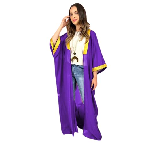 Sunset Ramadan Chiffon Abaya Kaftan Kimono Bisht inlaid with Jubeir