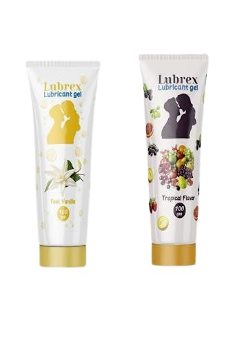 Lubrex Lubricant Water-Based Formula Gel, Vanilla and Tropical Flavor, Set 2 Pack,100Gm each