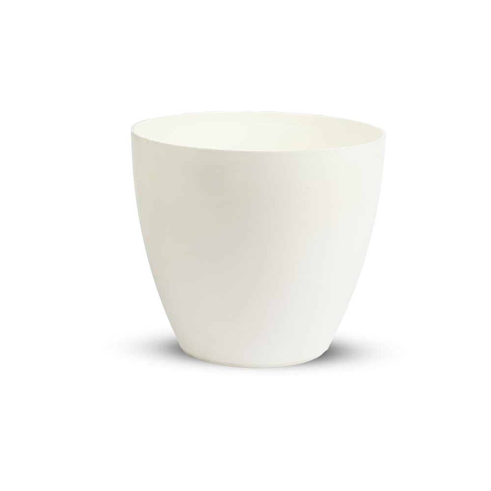 Plastic Flower Pot – 19 cm White – BPA-Free Lightweight Decorative Planter for Indoor & Outdoor Use – Made in Spain